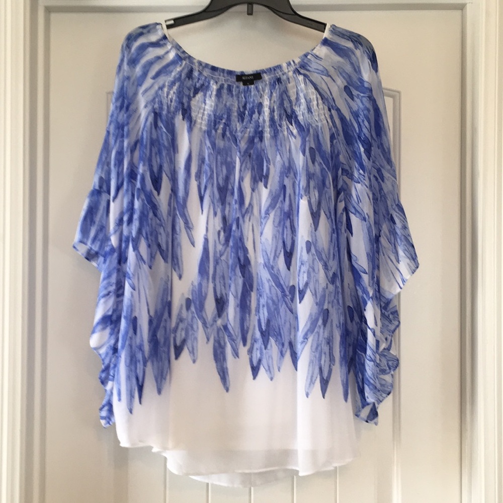 Blue & White Light & Airy Flowy Tunic Top Alfani M